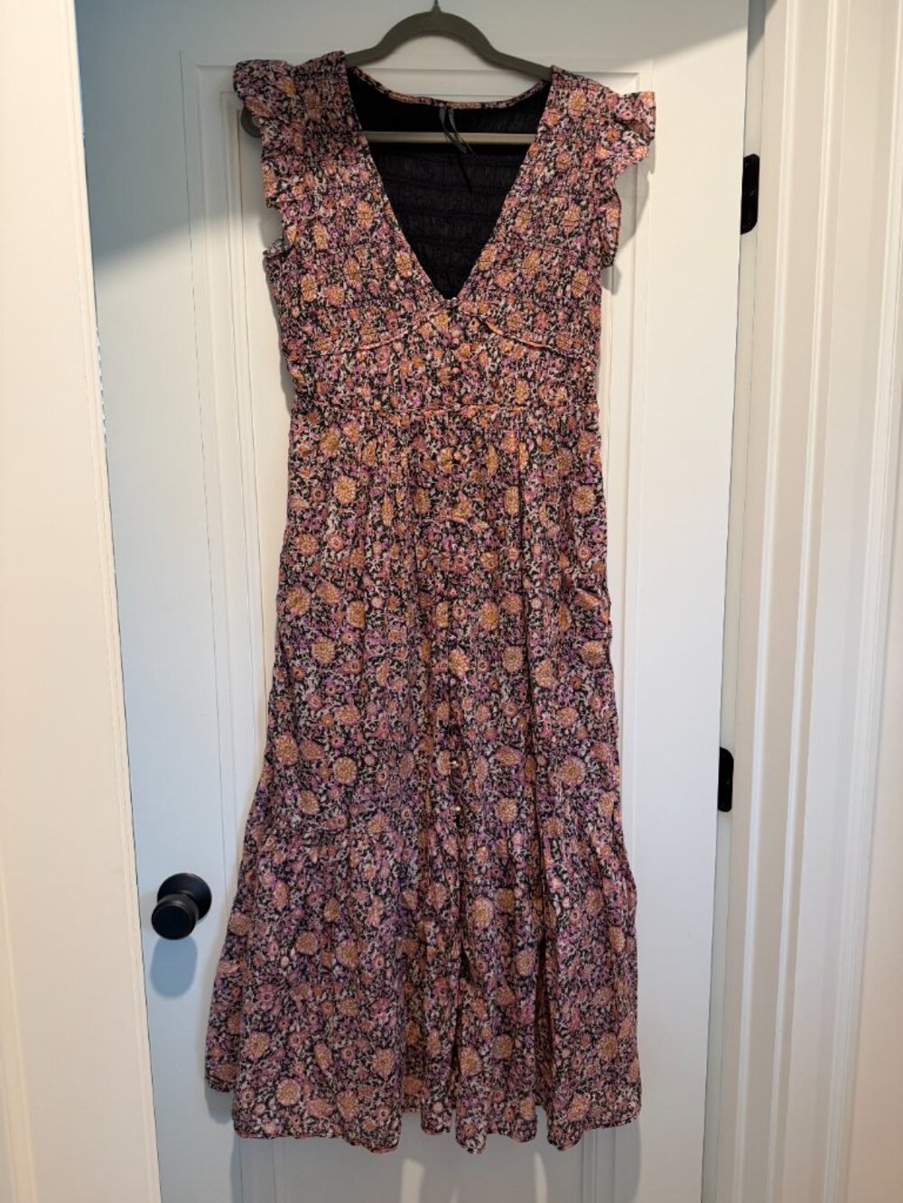 Anthropologie Floral Smocked Midi Dress